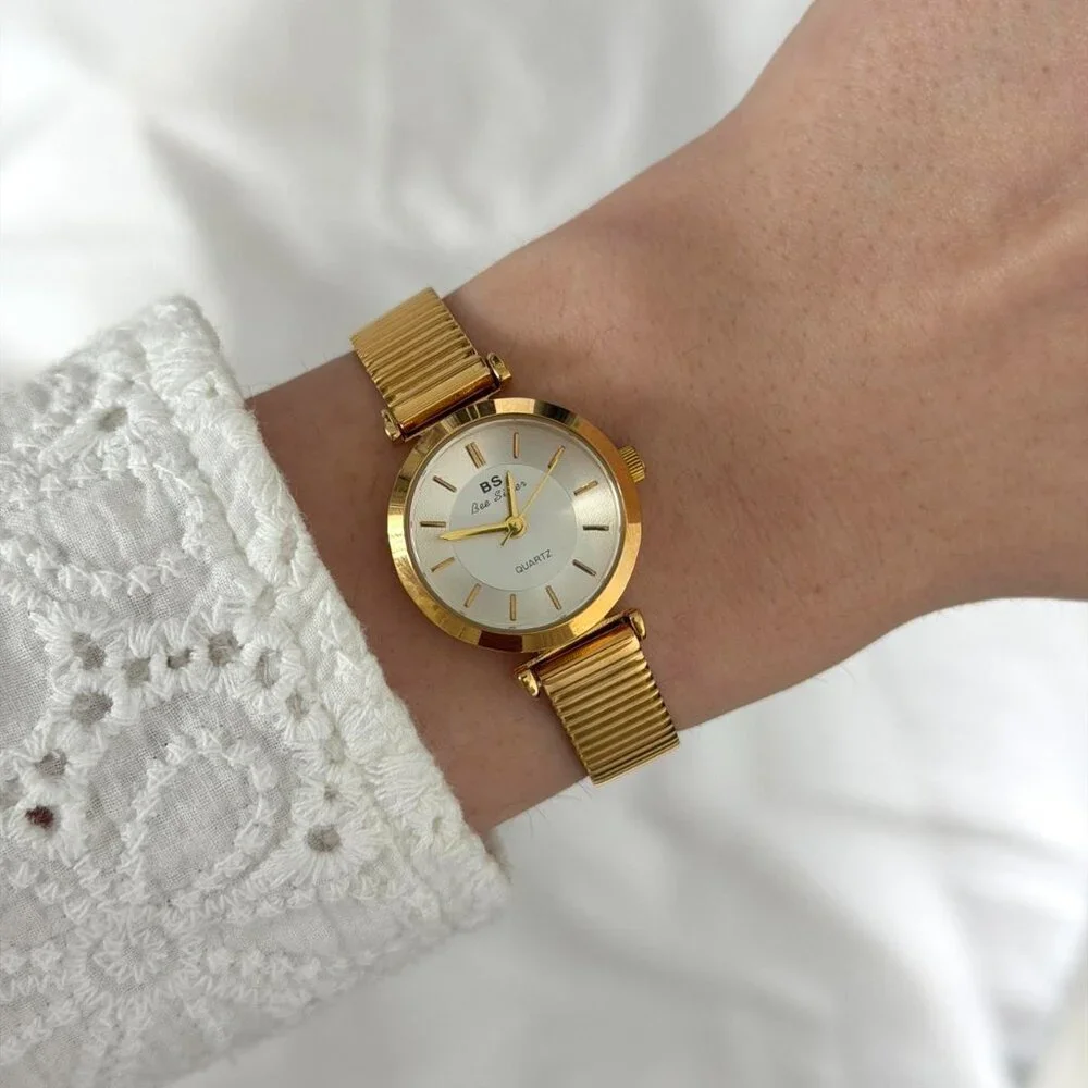 Sku 0481 gold white mini watch vintage vibe‎ + in a gift box Stainless steel